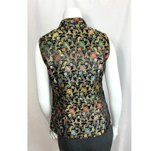 VINTAGE Cassure embroidered asian chinoiserie vest - Picture 4 of 8